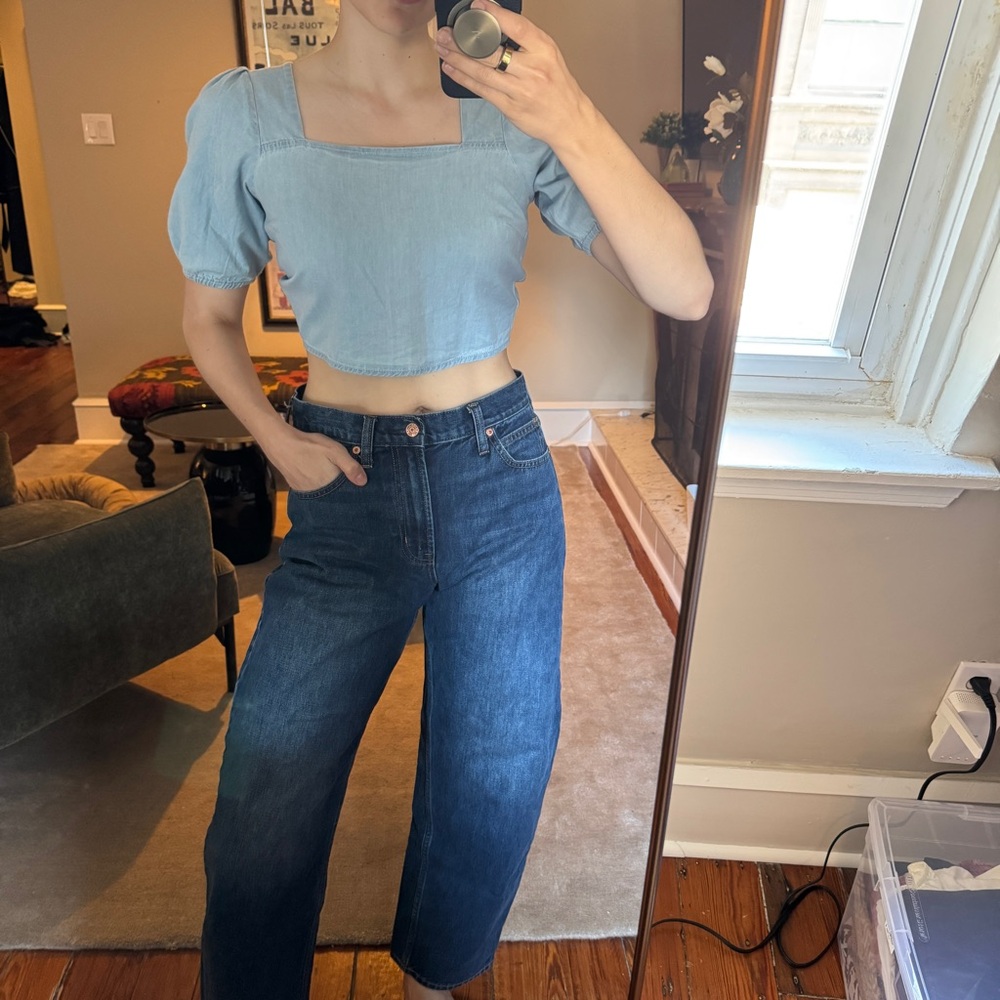 NWT Mango Cotton Puff Sleeve Crop Top